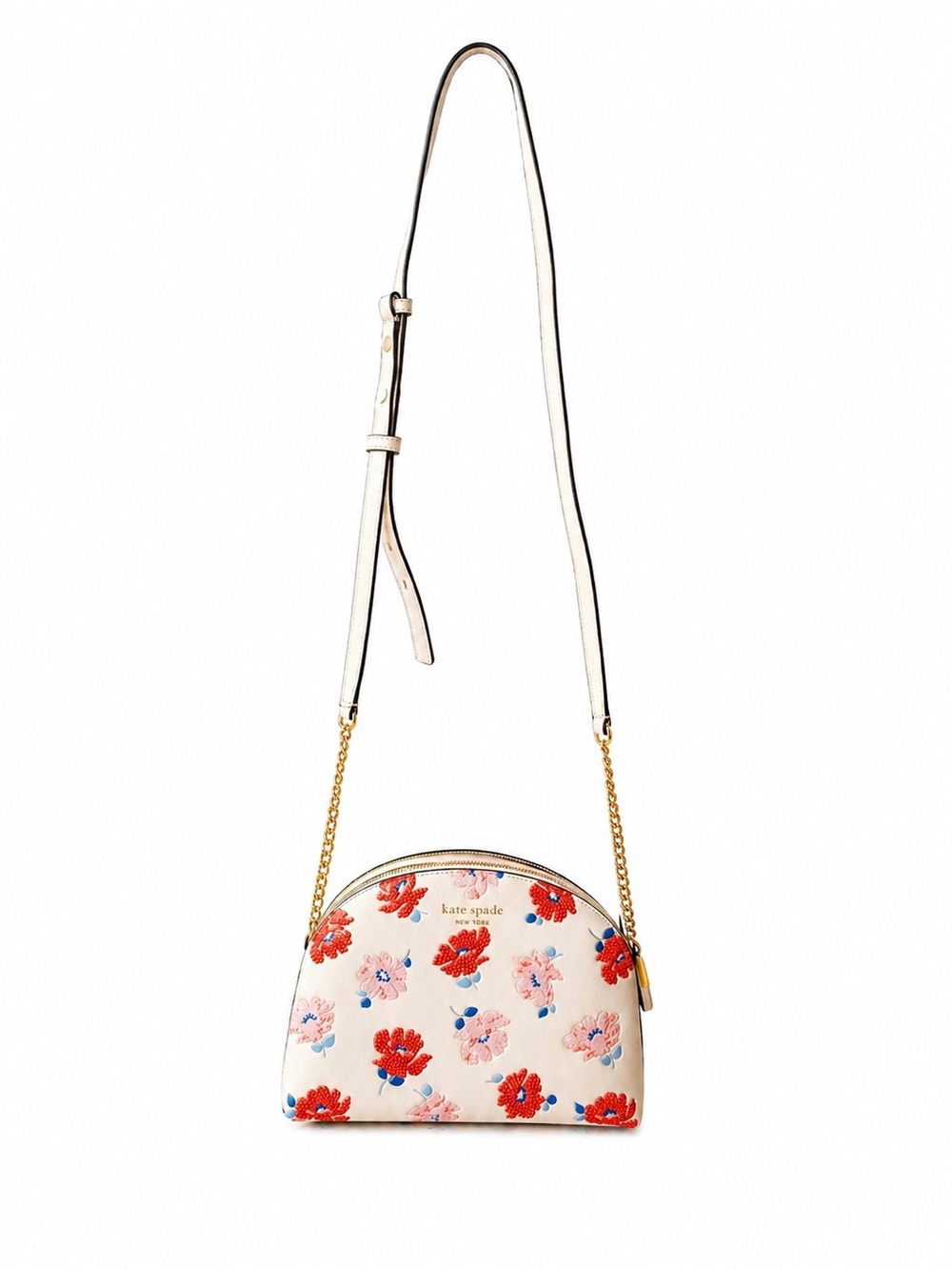 kate spade Ivory Floral Crossbody Bag with Red and Pink Flowers - Picture 5 of 8